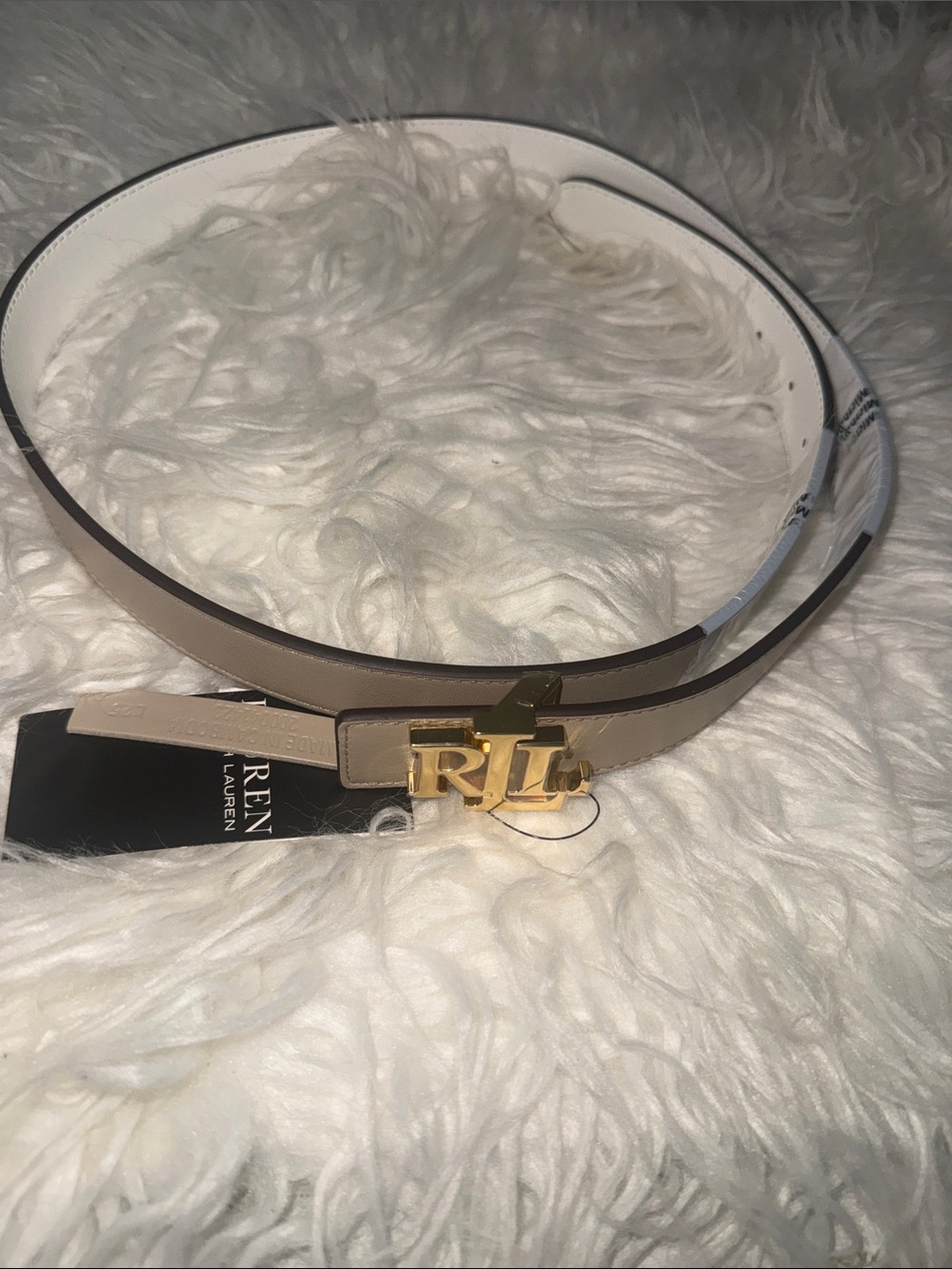 Ralph Lauren Taupe Leather Reversible Belt